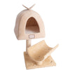 Real Wood Cat Condo, Cat Scratching Post With Plush Condo, Cuddle