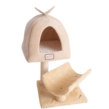Real Wood Cat Condo, Cat Scratching Post With Plush Condo, Cuddle