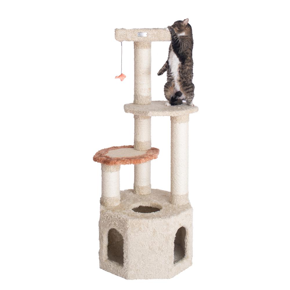 Soft Heavy-Carpet Real Wood Cat Furniture With Condo For Large Cat