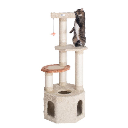 Soft Heavy-Carpet Real Wood Cat Furniture With Condo For Large Cat