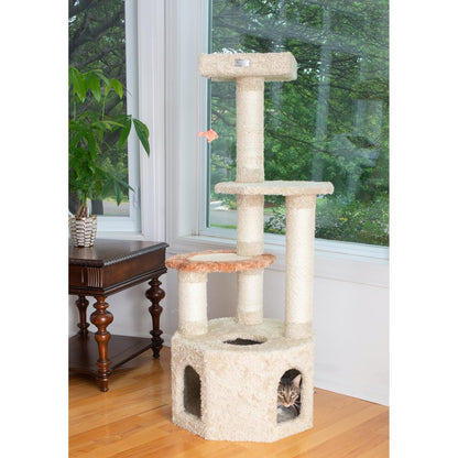 Soft Heavy-Carpet Real Wood Cat Furniture With Condo For Large Cat