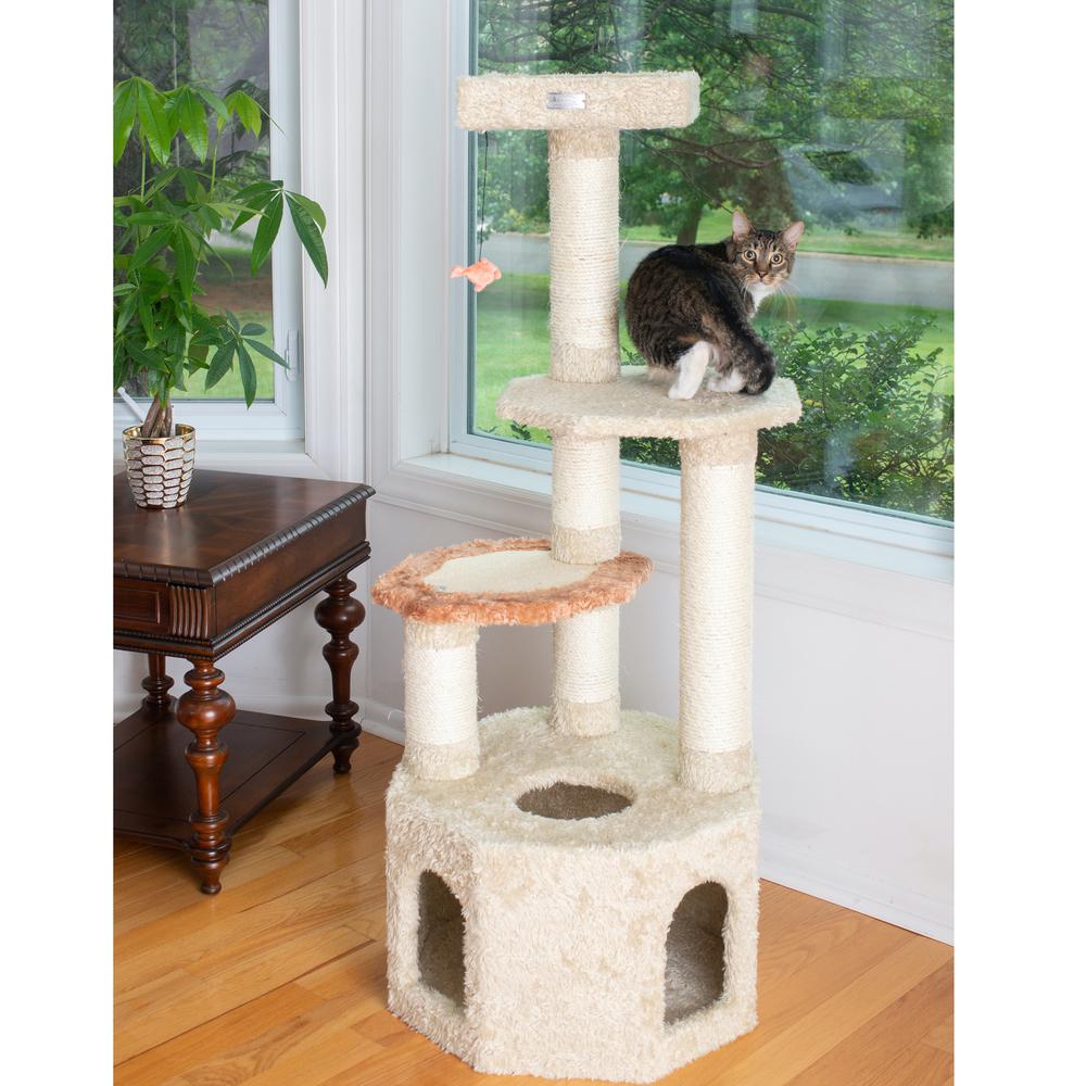 Soft Heavy-Carpet Real Wood Cat Furniture With Condo For Large Cat