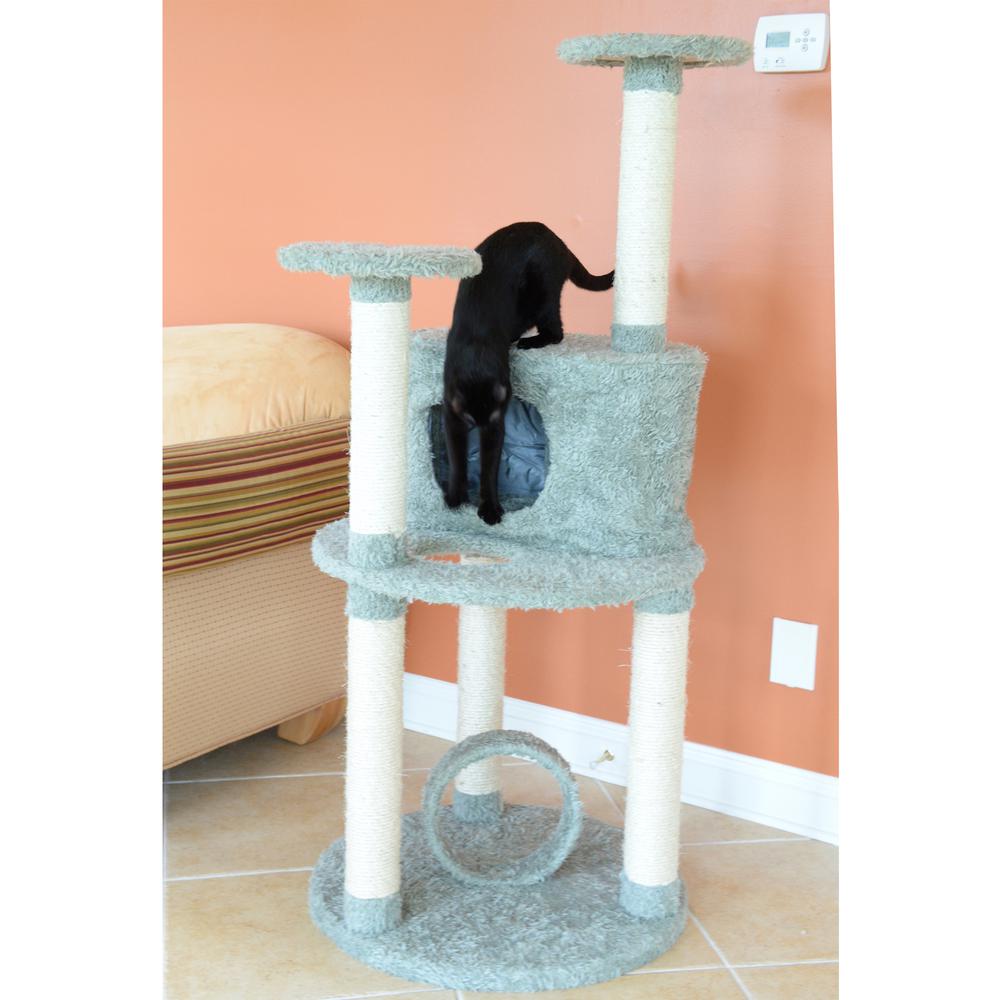 Multi-Level Real Wood Cat Condo Furniture, Sisal Covered Scratcher, 60"