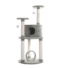 Multi-Level Real Wood Cat Condo Furniture, Sisal Covered Scratcher, 60"