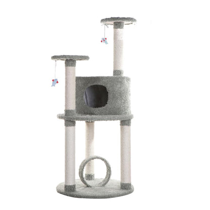 Multi-Level Real Wood Cat Condo Furniture, Sisal Covered Scratcher, 60"