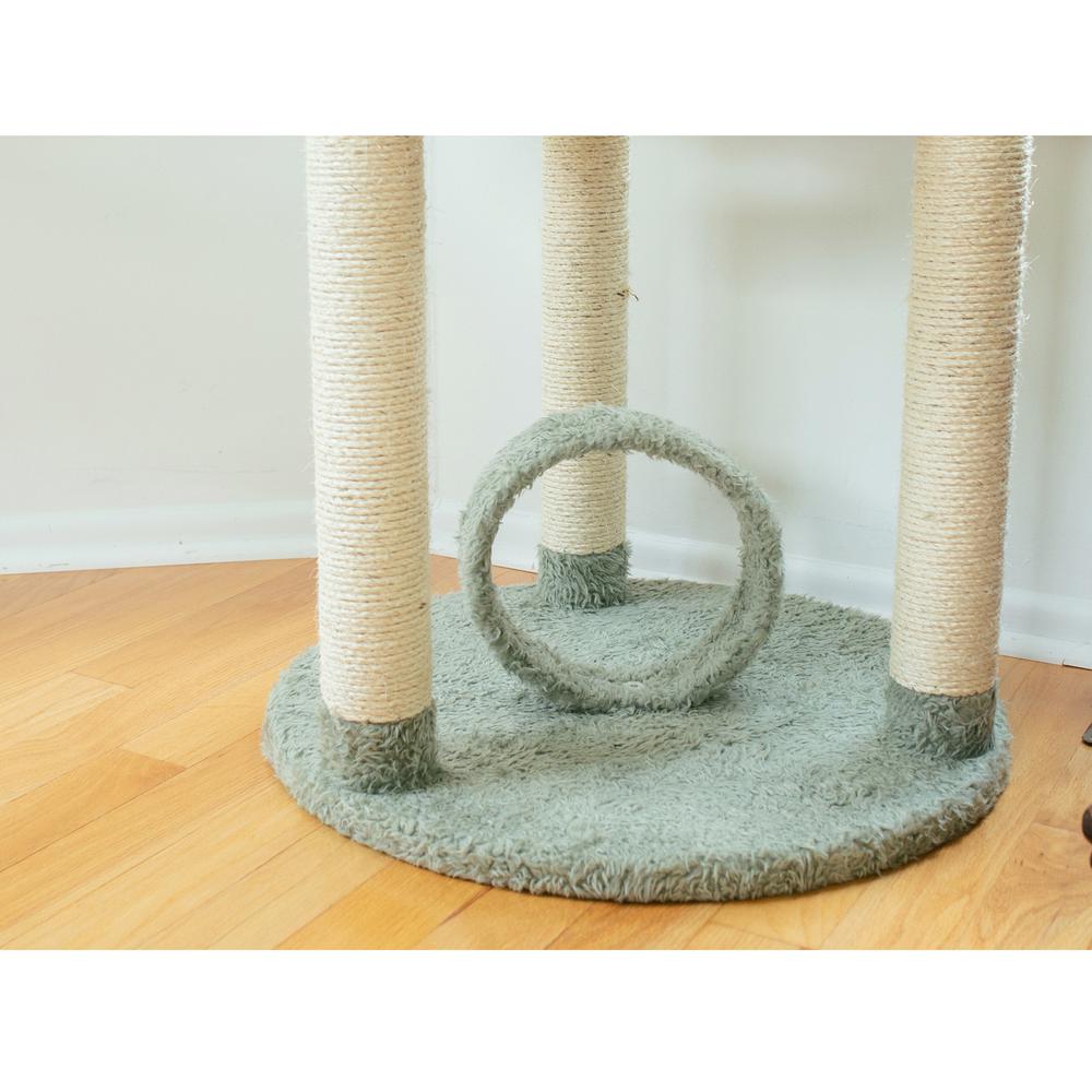 Multi-Level Real Wood Cat Condo Furniture, Sisal Covered Scratcher, 60"