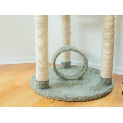 Multi-Level Real Wood Cat Condo Furniture, Sisal Covered Scratcher, 60"