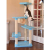 Real Wood Cat Climber, Cat Junggle Tree With Platforms,Skyblue