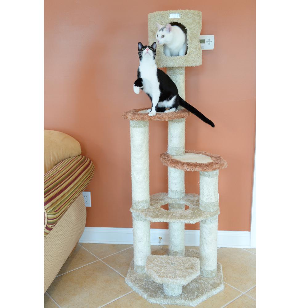 Real Wood Cat Climber, Cat Junggle Tree With Sisal Carpet Platforms