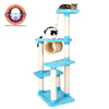 Real Wood Cat Climber, Cat Junggle Tree With Platforms,Skyblue