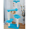 Real Wood Cat Climber, Cat Junggle Tree With Platforms,Skyblue