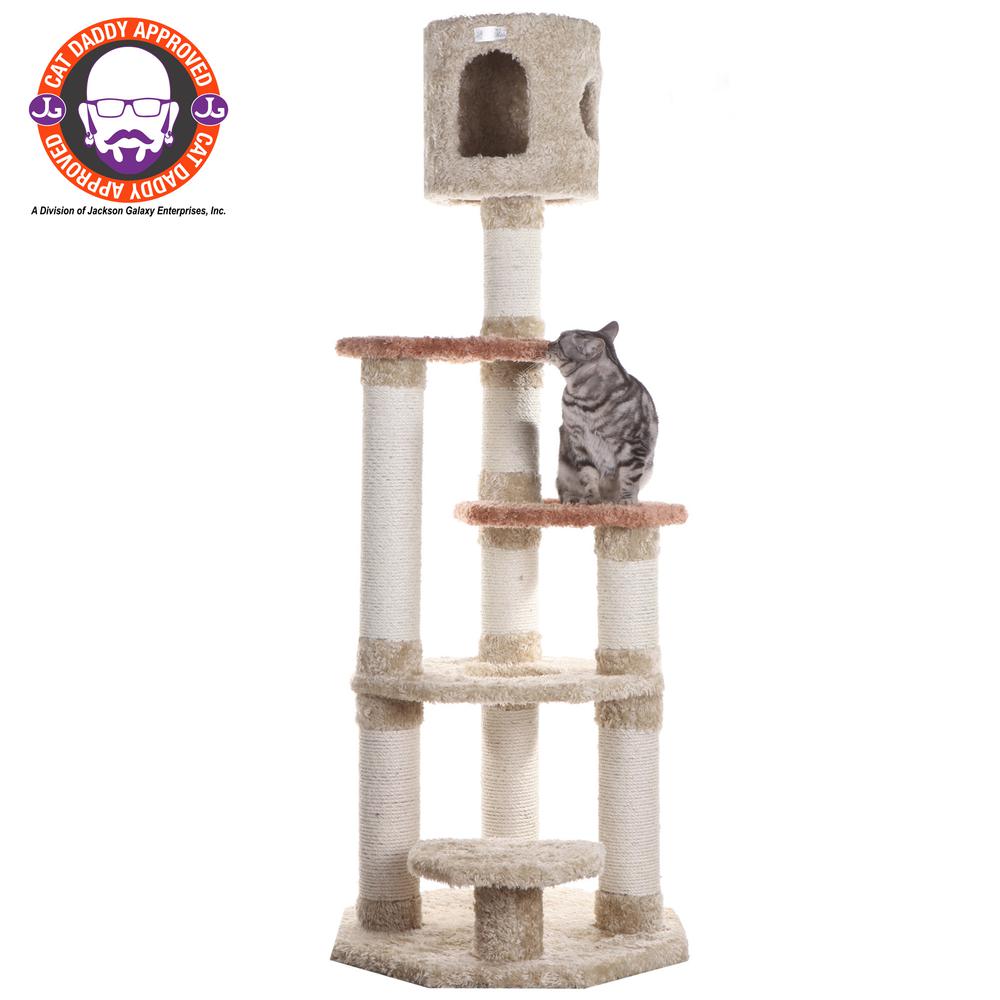Real Wood Cat Climber, Cat Junggle Tree With Sisal Carpet Platforms