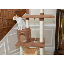 70" Real Wood Cat Tree With Scratch Posts, Hammock For Cats & Kittens