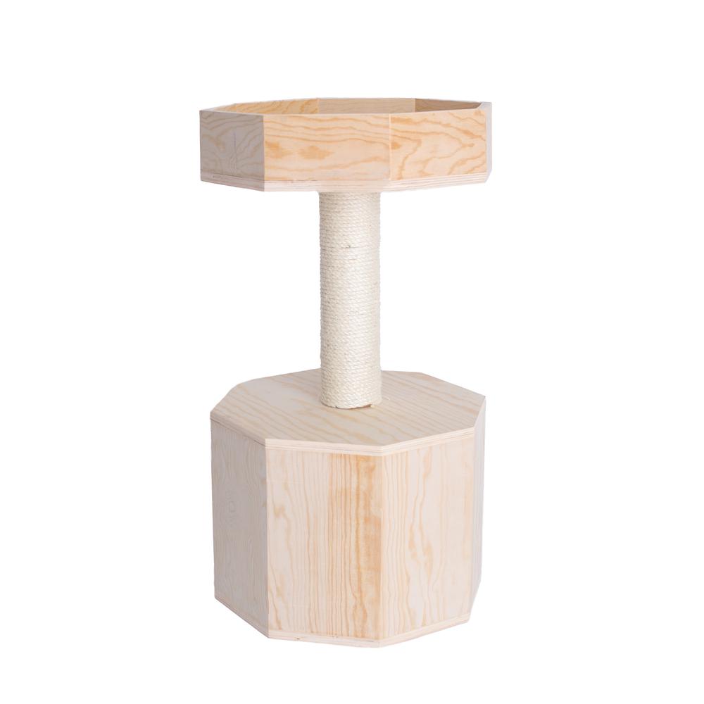 Premium Scots Pine 29-Inch Real Wood Cat Tree With Perch And Condo