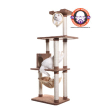 70" Real Wood Cat Tree With Scratch Posts, Hammock For Cats & Kittens