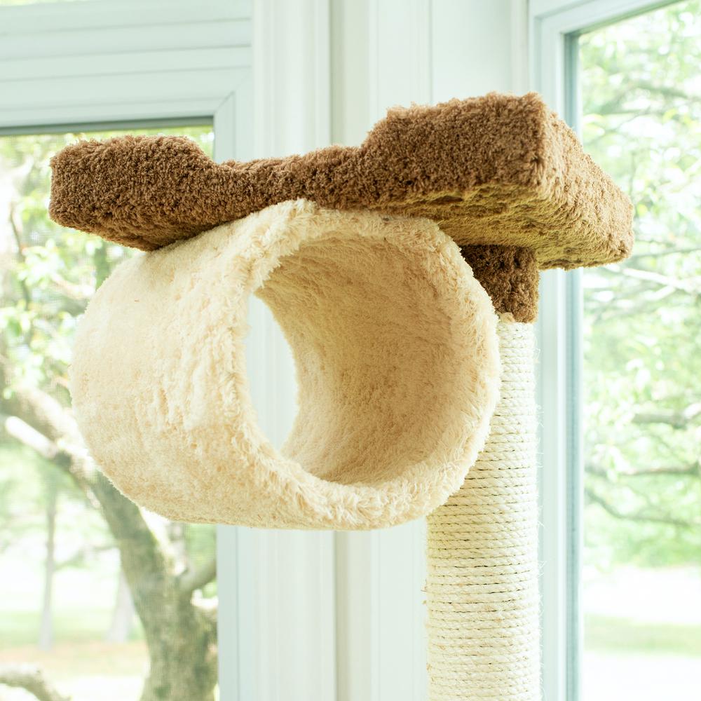 70" Real Wood Cat Tree With Scratch Posts, Hammock For Cats & Kittens