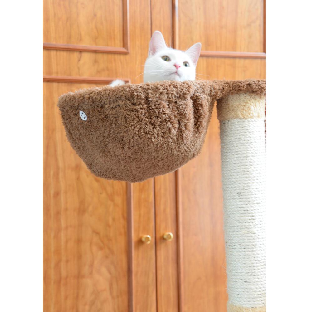 Wood Cat Climber Play House, Cat Furniture With Playhouse,Lounge Basket, In Gold