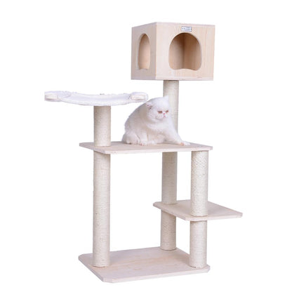 Real Wood Premium Scots Pine, Solid Wood Cat Tree, 50" Tall