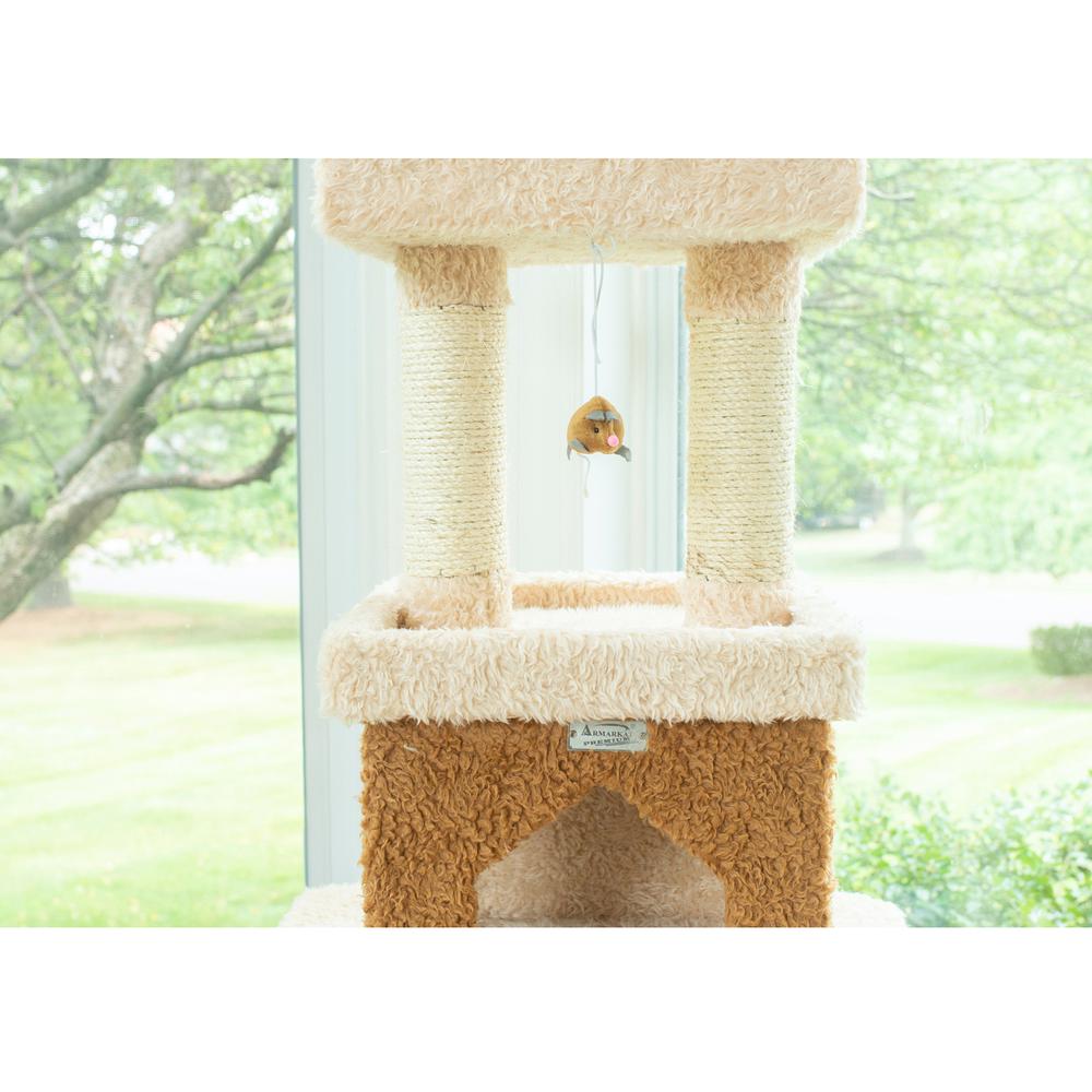 Multi-Level Real Wood Cat Tower Cat Tree In Beige