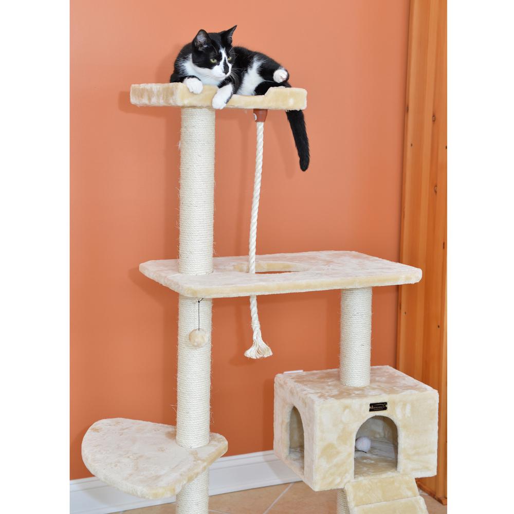 Natural Sisal Real Wood Scratching Cat Tree 58 Height Beige