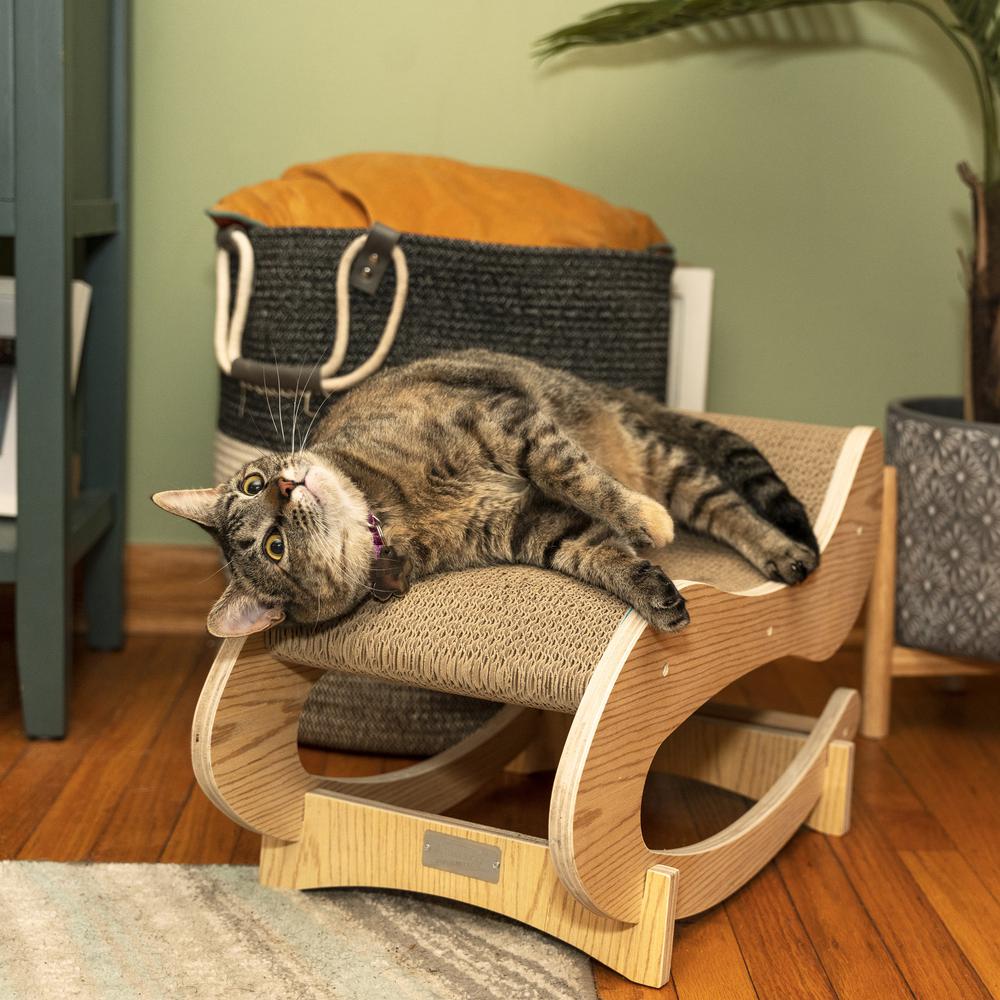 Real Wood Medium Wooden Cat Rocking Chair, Detachable Cat Swing Chair