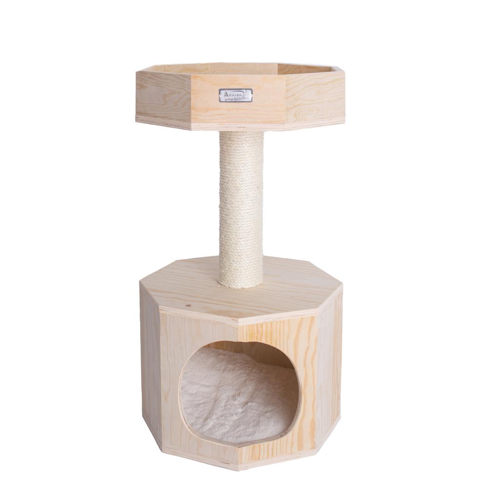 Premium Scots Pine 29-Inch Real Wood Cat Tree With Perch And Condo