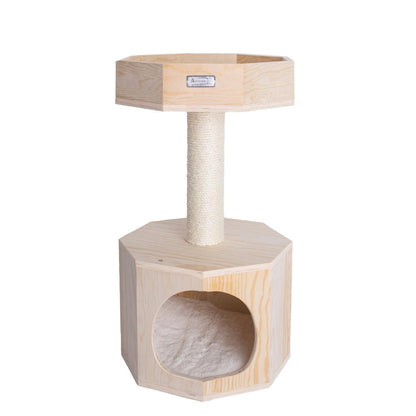 Premium Scots Pine 29-Inch Real Wood Cat Tree With Perch And Condo