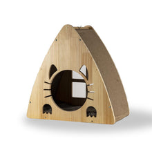 Real Wood Medium Triangular Natural Solid Wood Cat Condo