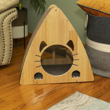 Real Wood Medium Triangular Natural Solid Wood Cat Condo