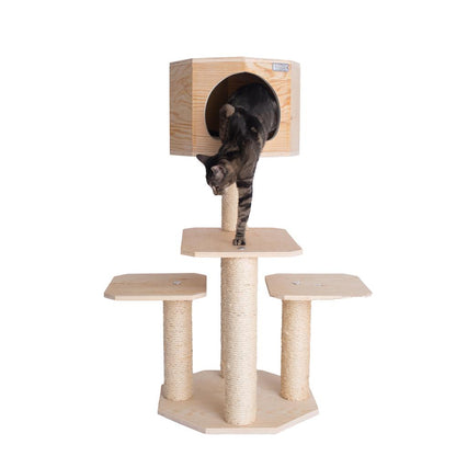 Real Wood Premium Scots Pine, Solid Wood Cat Tree, 46" Tall
