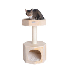 Premium Scots Pine 29-Inch Real Wood Cat Tree With Perch And Condo