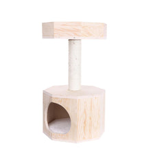Premium Scots Pine 29-Inch Real Wood Cat Tree With Perch And Condo
