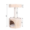 Premium Scots Pine 29-Inch Real Wood Cat Tree With Perch And Condo