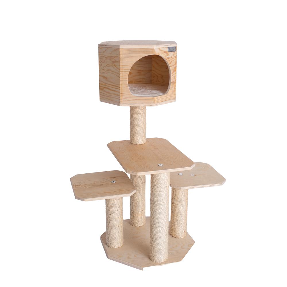 Real Wood Premium Scots Pine, Solid Wood Cat Tree, 46" Tall