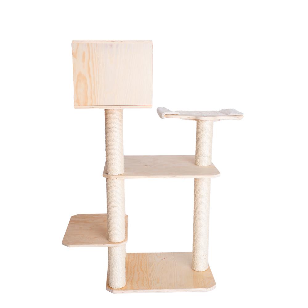 Real Wood Premium Scots Pine, Solid Wood Cat Tree, 50" Tall