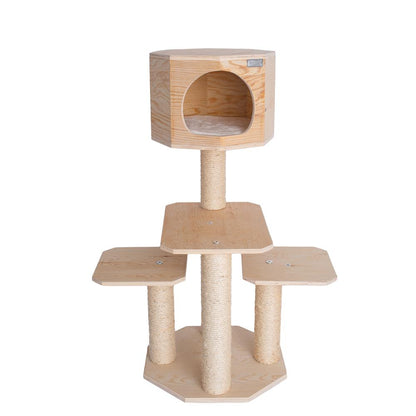 Real Wood Premium Scots Pine, Solid Wood Cat Tree, 46" Tall