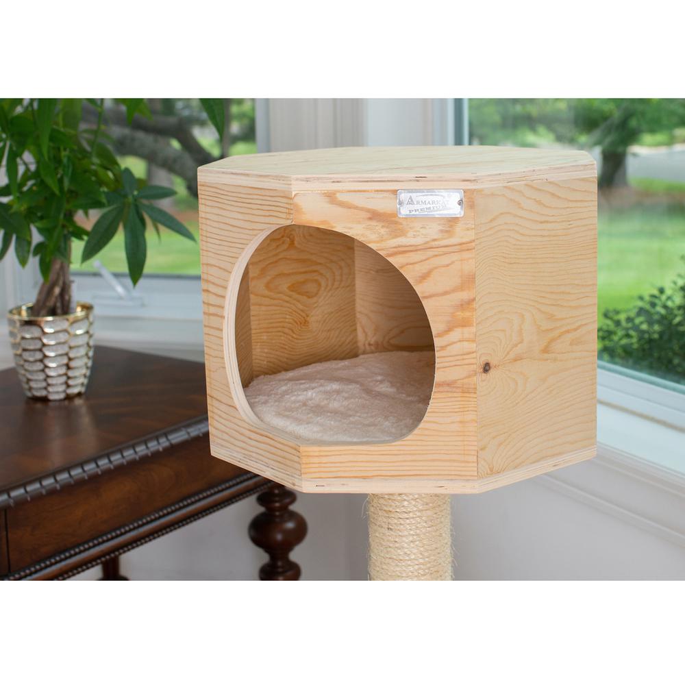 Real Wood Premium Scots Pine, Solid Wood Cat Tree, 46" Tall