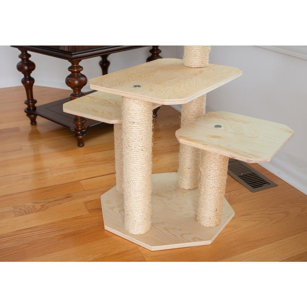Real Wood Premium Scots Pine, Solid Wood Cat Tree, 46" Tall