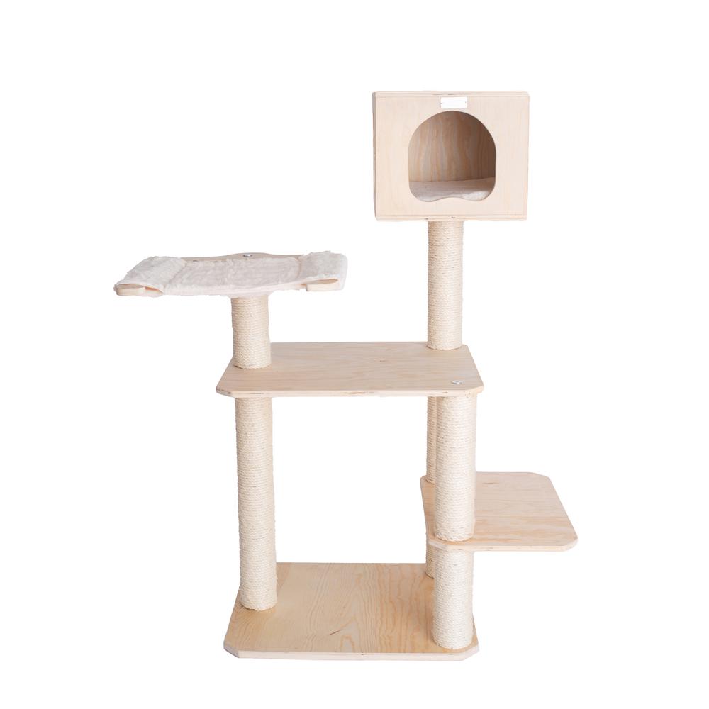 Real Wood Premium Scots Pine, Solid Wood Cat Tree, 50" Tall