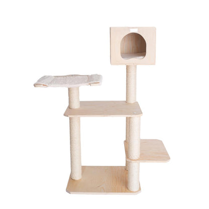 Real Wood Premium Scots Pine, Solid Wood Cat Tree, 50" Tall