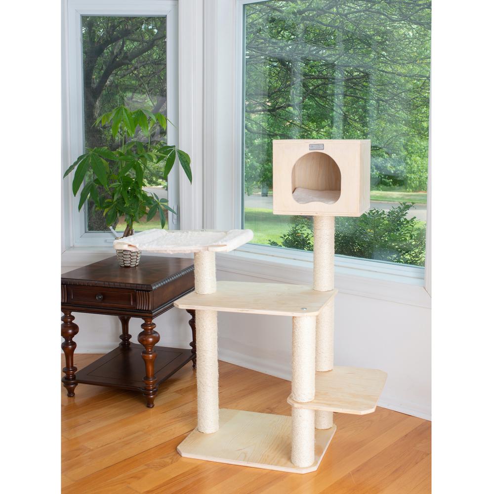 Real Wood Premium Scots Pine, Solid Wood Cat Tree, 50" Tall