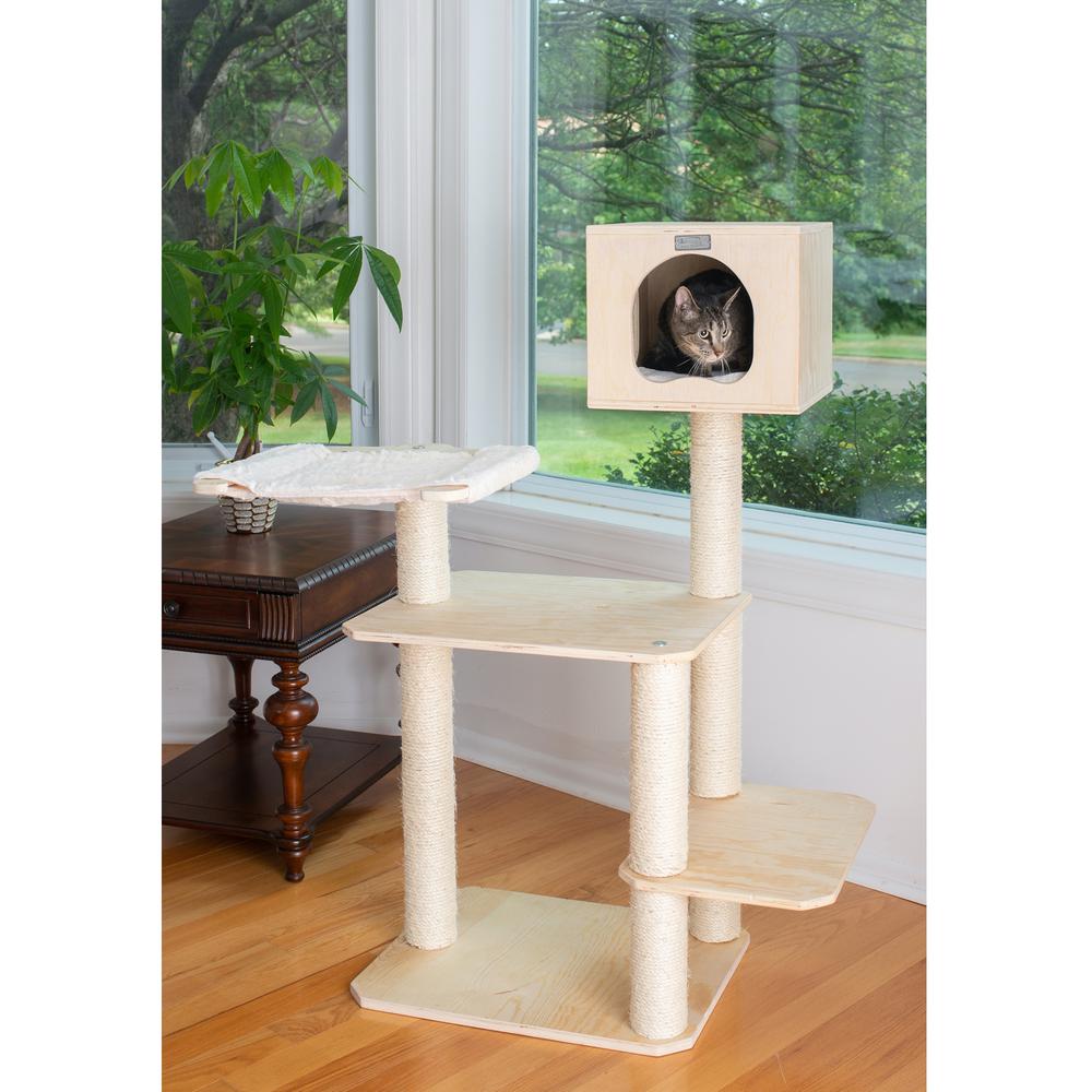 Real Wood Premium Scots Pine, Solid Wood Cat Tree, 50" Tall