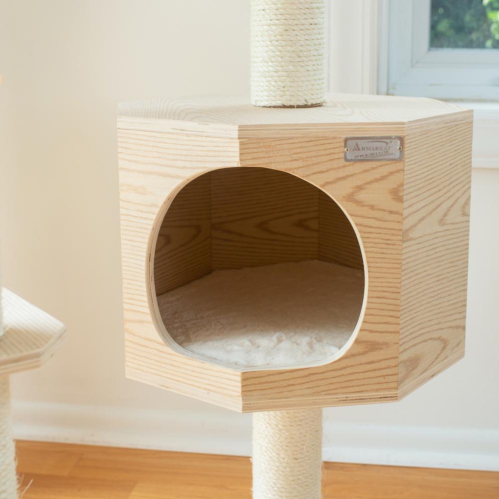 Real Wood Premium Scots Pine 54-Inch Cat Tree With Three Levels, Perch, Condo