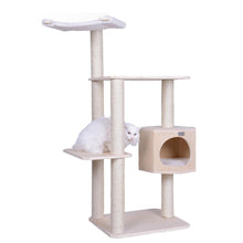 Real Wood Premium Scots Pine 54-Inch Cat Tree With Three Levels, Perch, Condo