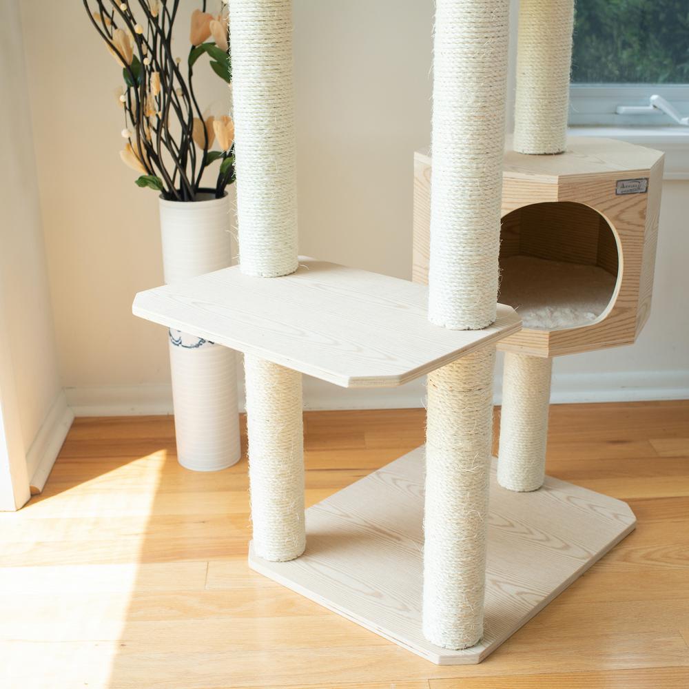 Real Wood Premium Scots Pine 54-Inch Cat Tree With Three Levels, Perch, Condo
