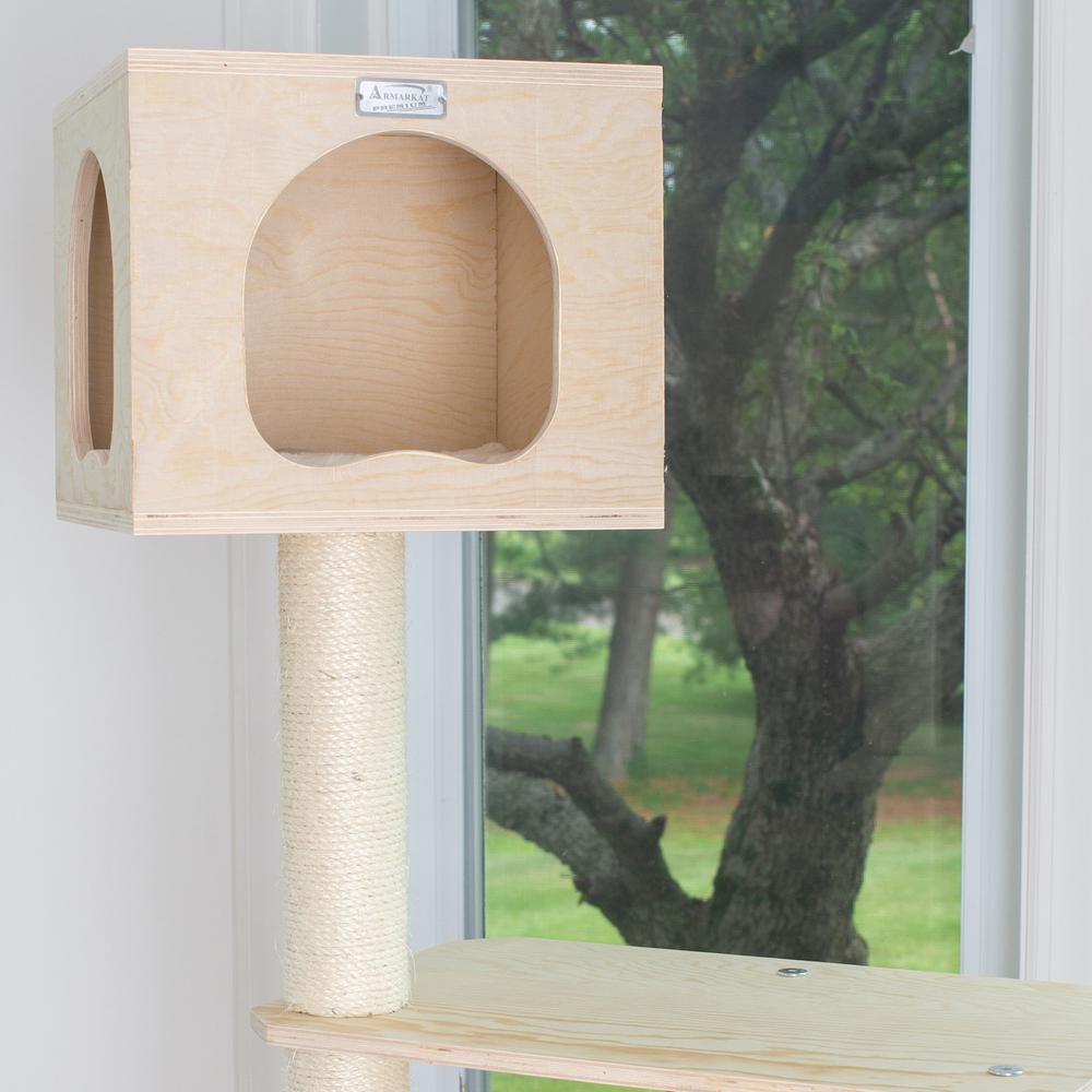 Real Wood Premium Scots Pine 85-Inch Cat Tree With Five Levels, Two Condos
