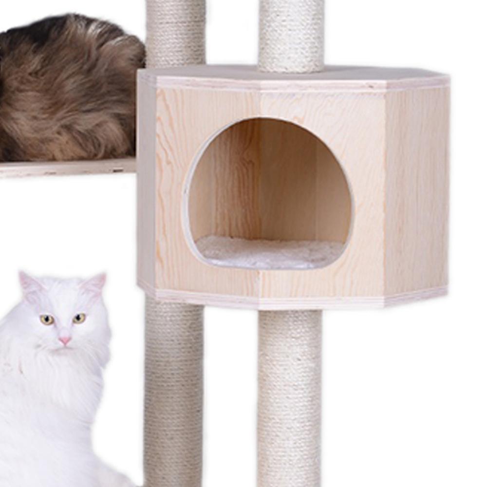 Real Wood Premium Scots Pine 85-Inch Cat Tree With Five Levels, Two Condos
