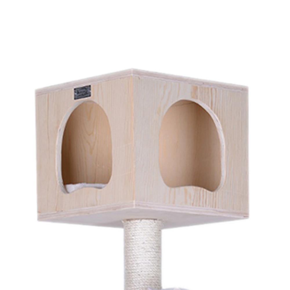 Real Wood Premium Scots Pine 85-Inch Cat Tree With Five Levels, Two Condos