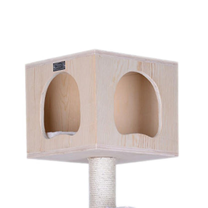 Real Wood Premium Scots Pine 85-Inch Cat Tree With Five Levels, Two Condos