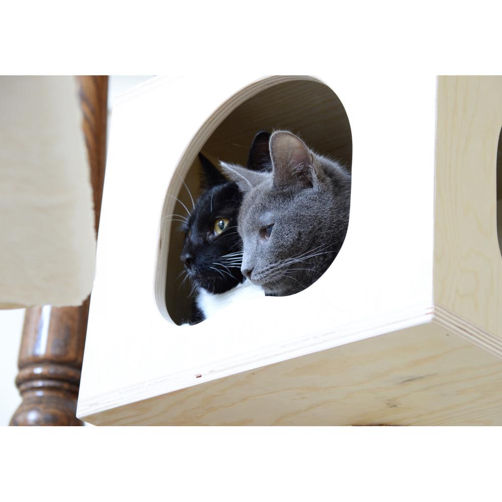 Real Wood Premium Scots Pine 89-Inch Cat Tree With Seven Levels, Two Playhouses